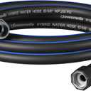 DEWENWILS Short Garden Hose 10 ft x 5/8", Hybrid Water Hose with Rotate Handle, Heavy Duty, Lightweight, Flexible Hose for Plants, Car, Yard, 3/4 Inch Solid Fittings, Drinking Water Safe, Black Blue