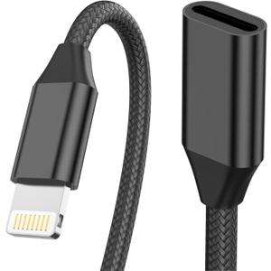 iPhone Charger Extension Cable,[Apple MFi Certified] iPhone Charging Extension Cord Extender Dock Male to Female Charger Adapter for iPhone 14 Pro 13 Pro 12 11 X 8 Video,Data,Audio for Live Streaming