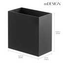 mDesign Small Steel Rectangular 2.4 Gallon/9.1 Liter Trash Can, Waste Basket for Bathroom, Bedroom, Home Office - Holds Garbage, Recycling, Household Items - Linn Collection - Matte Black