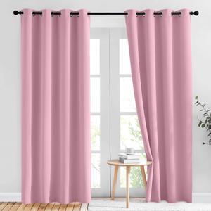 NICETOWN Crystal Pink Blackout Curtains for Bedroom - Grommet Blackout Thermal Insulated Room Darkening Sound Blocking Window Treatments for Girls Room/Teens, 2 Panels, W52 x L84