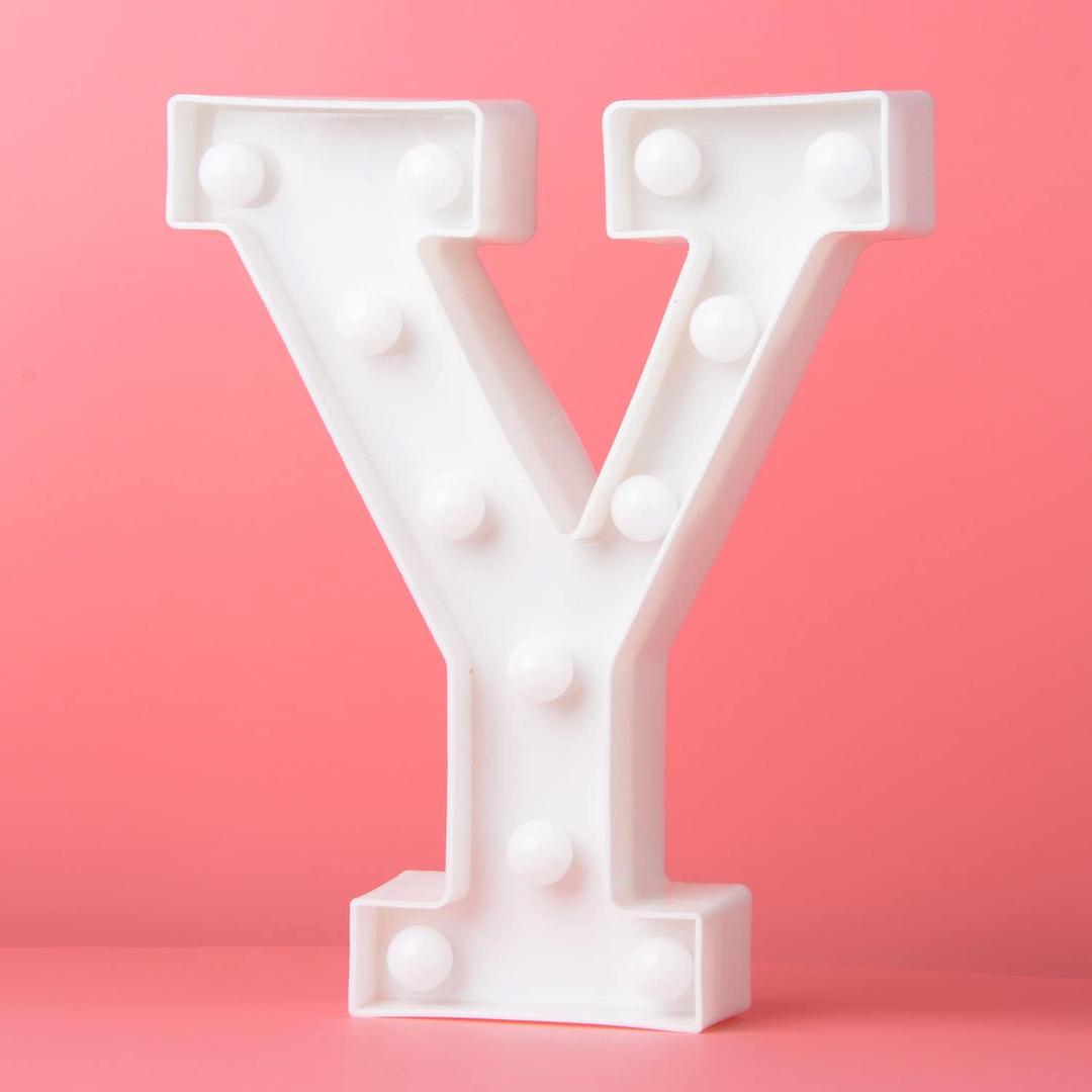 LED Marquee Letter Lights Y Alphabet Light Up Marquee Number Letters Sign for Wedding Birthday Party Battery Powered Christmas Lamp Night Light Home Bar Decoration