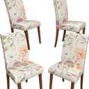 Stretch Dining Chair Covers Set of 4,Floral Print Chair Covers,Soft Removable Washable,Pet Friendly Furniture Protector,Universal Chair Slipcovers for Home, Kitchen,Ceremony Dining Room Seat