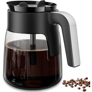 12 Cup Coffee Pot Replacement Compatible with Ninja Coffee Maker CFP101 CFP201 CFP301 CFN601 CFP307 CFN602 CM400 CM401 CF090, Glass Carafe for Ninja with Brew-Through Lid, BPA Free, Dishwasher Safe, Black