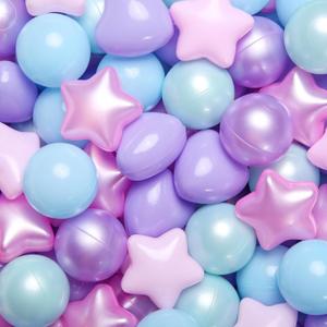 GOGOSO Star Ball Pit Balls for Ball Pit, Crush-Proof BPA Free Colorful Play Plastic Balls for Kids Toddler Christmas Party Decor Giant Friendship Bracelet Banner (Light Mermaid)