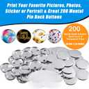600 Pieces Blank Button Making Supplies Round Badge Parts Metal Pin Button Kit for Badge Make Machine, Including Metal Shells Back Cover and Clear Film(2.28 Inches)