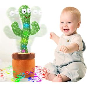 Dancing Talking Cactus Toy with Talking & Singing, Repeats Your Words, 120 Songs, Interactive Kids Gift for Boys Girls (LED Light)
