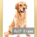 RUN HELIX 8x11 Picture Frame Gold for Wall Hanging or Tabletop- Wall Mounting Horizontally or Vertically, 8 x 11 Wall Gallery Poster Photo Frame for 8 by 11 Photo, Gold