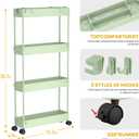 SPACELEAD Slim Storage Cart 4 Tier,Bathroom Organizer Rolling Utility,Mobile Shelving Unit Slide Out for Office, Kitchen, Laundry Room & Narrow PlacesGreen