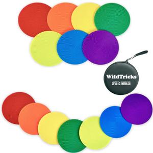 14 Pcs Non Slip Agility Markers Poly Spots, 4 inches Floor Dots Spot Markers for Gym,PE Equipment,Rubber Circles Multiple Color Sports Markers