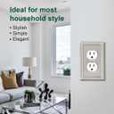 6-Pack Duplex Outlet Cover Plate, Metal Wall Plates for Electrical Outlets, Brushed Nickel 1 Gang Receptacle Cover, Pearls Decorative Switch Plates and Outlet Covers