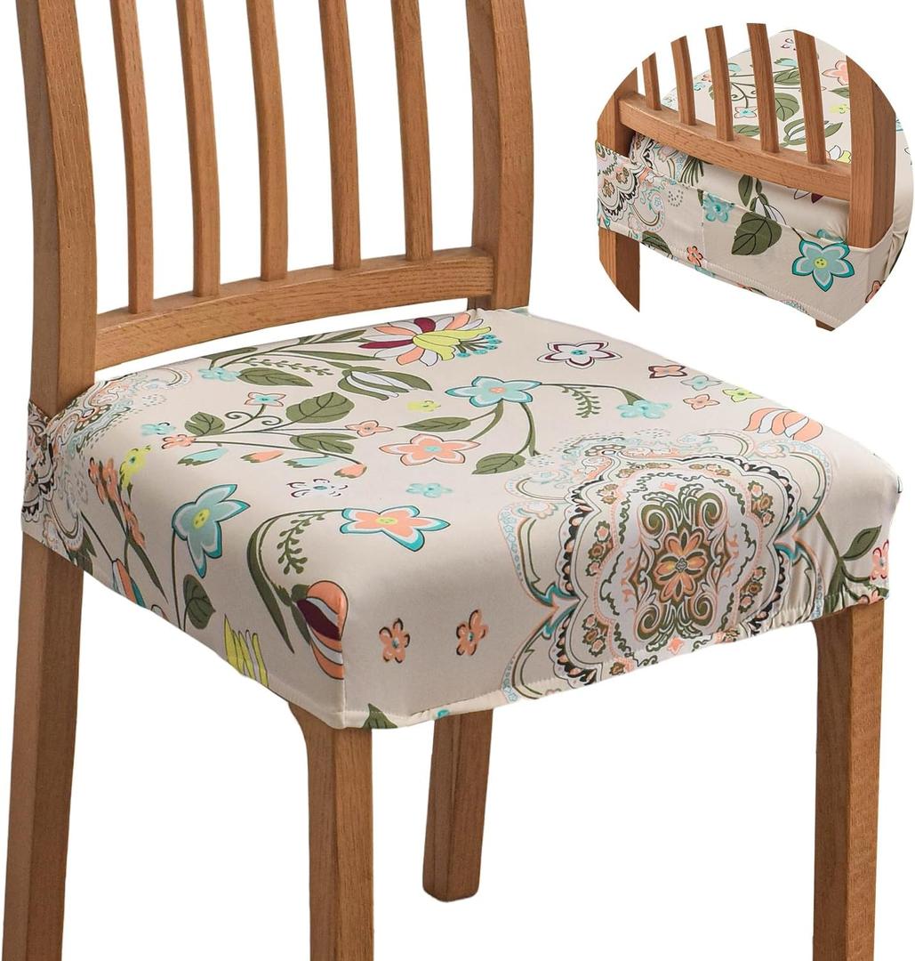 FUANGUI Chair Covers for Dining Chairs Set of 8, Stretch Jacquard Removable and Washable Chair Covers, Protector Chair Cushion Kitchen Dining Home Slipcovers(8 Pack) (114)