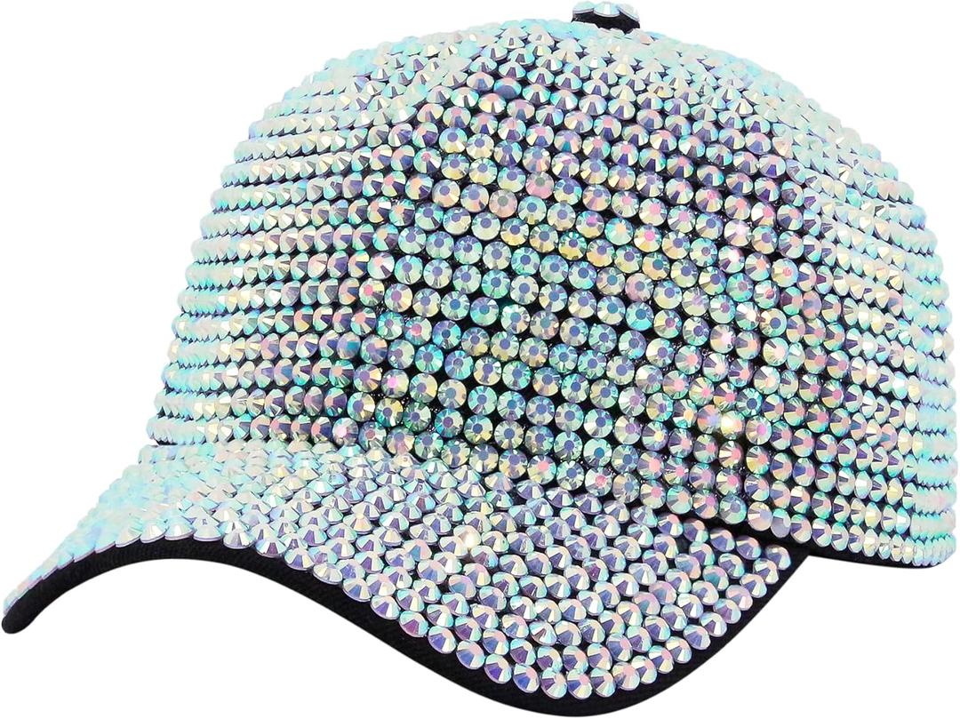 Haoohu Women's Full Sparkle Studded Rhinestone Baseball Cap Gem Bling Ponycap Adjustable Trucker Hat Outdoors Sun Cap (White) Haoohu Women's Full Sparkle Studded Rhinestone Baseball Cap Gem Bling Ponycap Adjustable Trucker Hat Outdoors Sun Cap (White)