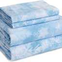 LONAVA 100% Cotton Flannel Sheet Set 4 Pieces, Heavy-Duty Fluffy Flannel Design, Thermal Lock Technology, 16 inch Deep Pocket Cozy Soft Bedsheets,(Full,Snowflake)