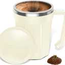 Self Stirring Coffee Mug, 18 oz Automatic Magnetic Electric Mixing Cup Stainless Steel Travel Cup for Coffee, Chocolate, Milk, Tea, Office, Home, Kitchen (White)