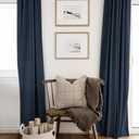 100% Blackout Shield Linen Blackout Curtains for Bedroom 84 Inches Long, Back Tab/Rod Pocket Living Room Drapes, Thermal Insulated Blackout Curtains 2 Panels Set, 50" W x 84" L, Navy