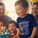 Paw Patrol Chase 3rd Birthday Boy Shirt - Toddler T-Shirt Gift Outfit for Party - Clothes for 3 Year Old Boys (4T, Blue)