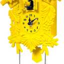 WALPLUS Chiming Cookoo Clock Bird Flapping Cuckoo Clocks Volume Adjustable Coo Coo Clocks Wall Decoration Battery Operated Pendulum Cuckoo Clock Classic Yellow for Home Living Room Office (One Size)