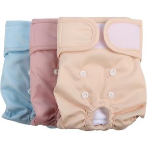 Dog Diapers Female for Small Dogs with Snaps,(3 Pack) Premium Washable Reusable Leakproof Puppy Nappies, S 