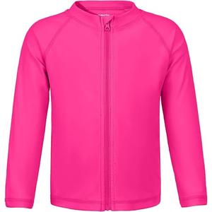Toddler Boys Swim Shirts Rash Guard Long Sleeve UPF 50+ Sun Protection, 5T, Hot Pink 