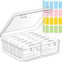 zoeynex Small Bead Organizers and Storage, 12 Clear Plastic Boxes with Hinged Lids, for Beads, Jewelry Making, Crafts, Hardware, Fishing Tackle, Small Parts (32 Labels)