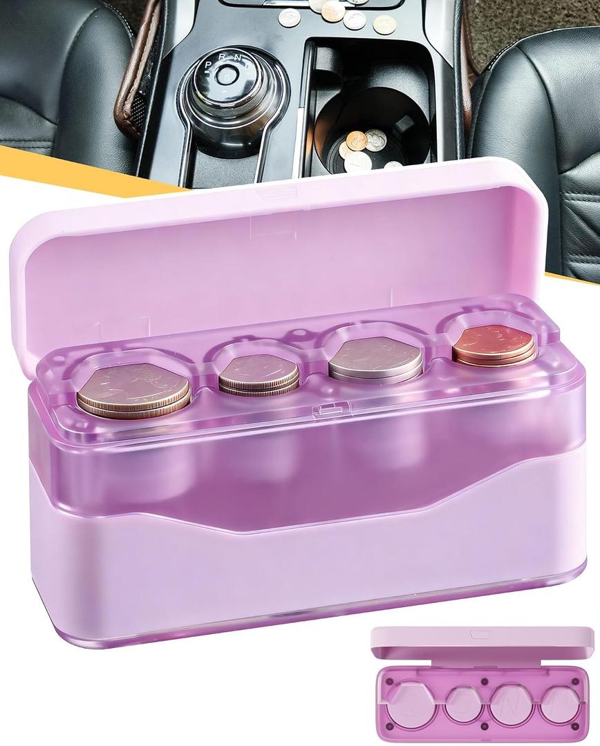 Larger Capacity Coin Holder for Car, Compact Portable Change Coin Organizer | Coin Holder Compatible with Coins of Different Size, Coin Dispenser Storage Fit for Most Vehicle & Trucks, Easy to use