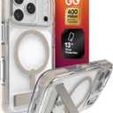 ZAGG Santa Cruz Snap Case with Kickstand for iPhone 17 Pro - Titanium, Drop Protection (13ft/4m), MagSafe Charging Compatible, ClearGuard Anti-Yellowing Technology, Scratch Resistant Phone Case