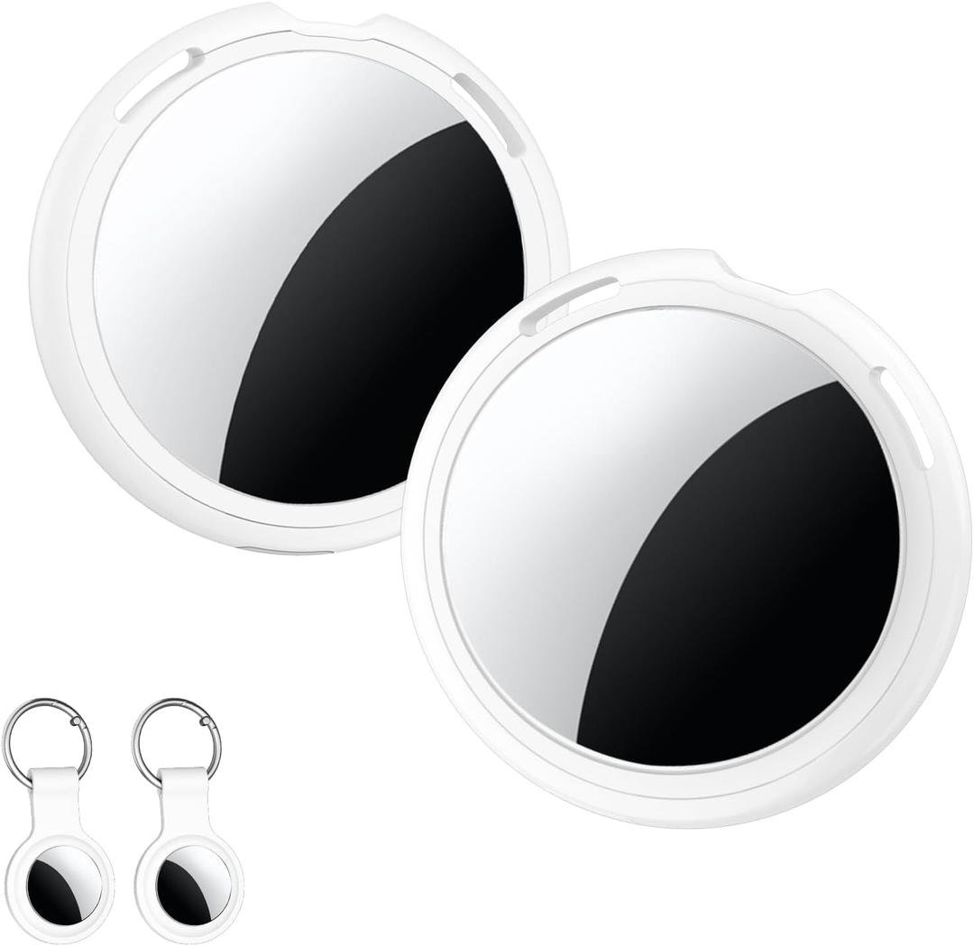 2 Pack Tracker Tags [Apple MFi Certified] Pair with Apple Find My (iOS Only) Bluetooth Air Smart Tags Key Finder Item Locator Waterproof Finder Worldwide Tracking for Pets Wallet Backpack Dogs Luggage (white)