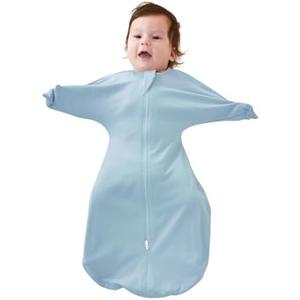 ZIGJOY Baby Transitional Swaddles for Newborns: 0.5 Tog Arms Up Sleep Sack 3-6-12 Months Soft Cotton Shark Fin 2 Way Zipper