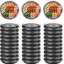 30 Pack Plastic Catering Trays with Lids, Round 10 Inch Serving Tray with Lid, Disposable Large Fruit Sandwich Trays for Parties Takeout Food Catering Picnic