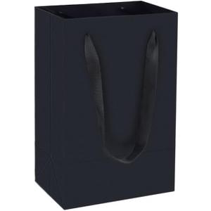 HUAPRINT 30 Pack Black Small Paper Bags with Handles - 5.25x3.75x8 inch Gift Wrap Bag for Retail,Party Favor,Merchandise,Business,Shopping,Wedding