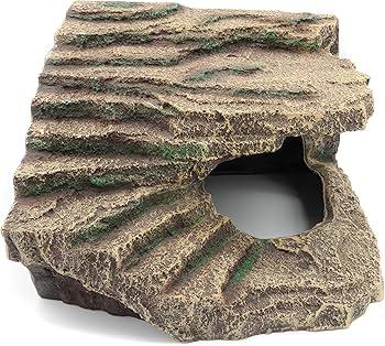 Resin Reptile Hideouts Cave Habitat Decor for Gecko Leopard Lizards Toad Turtle (B Extra Large)