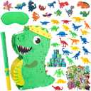 Dinosaur Birthday Party Favors Piata Set Dino Decoration with Blindfold and Baton, 16 * 12 * 3 Inches, Dragon Pinata Green