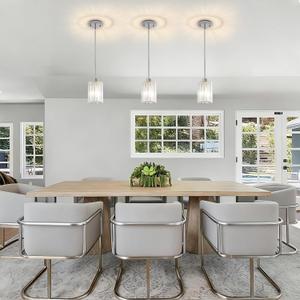 Chrome Pendant Lights for Kitchen Island, 3 Pack Modern Crystal Pendant Light Fixtures, Mini Kitchen Hanging Lights for Dining Room, Hallway, Foyer, Entryways