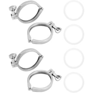 QWORK Heavy-Duty Single Pin Clamp (3" Size) - Stainless Steel 304 Construction with Wing Nut for Ferrule TC - Includes 4-Pack, Silicone Gasket - Corrosion Resistant QWORK Heavy-Duty Single Pin Clamp (3" Size) - Stainless Steel 304 Construction with Wing Nut for Ferrule TC - Includes 4-Pack, Silicone Gasket - Corrosion Resistant