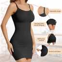 Shapewear Slip Dress for Women Under Dress Tummy Control One Piece Full Slip Body Shaper Seamless (Black, L)