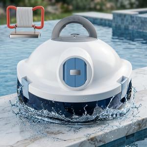 Y10 Cordless Robotic Pool Cleaner, Automatic Pool Vacuum - 90 Mins Runtime, Powerful Suction, Self-Parking, Lightweight for Above/ Inground Pools Up to 65ft/ 1100 Sq.Ft (White)