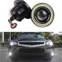 2 PCS Car Angel Eye Fog Light, 2.5'' Round COB LED Super Bright High Power Fog Angel Eye Projector with Halo Rings, Universal Vehicle DRL Daytime Driving Light Fog Lamp Bulbs (White)