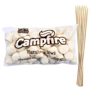 1 Pound of Large White Marshmallows with Bonus Roasting Sticks - Made with Natural Vanilla, No Artificial Flavors - Great for Campfires, S'Mores, Rice Crisp Bars, Cake Garnishes, Hot Chocolate, BBD 08/19/2026