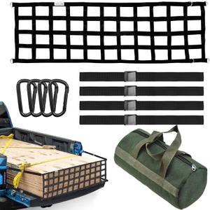 Tailgate Net-LLTTLTMM,Heavy Duty Tailgate Truck Cargo Net for Full Size Truck,60inx18in Easy-to-use Cargo Net for Pickup Bed Net for Chevrolet,Ford,Toyota,GMC,Jeep,Dodge RAM,Pickup(Black)