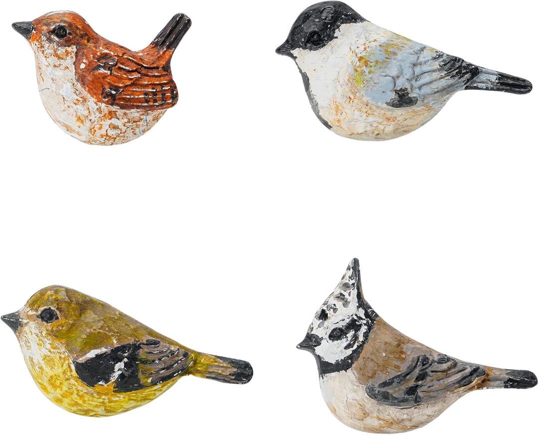 SOFFEE DESIGN Set of 4 Metal Birds Cabinet Knobs, Decorative Pull Handle for Door/Cabinet/Drawer, Four Kinds of Vivid Birds with Different Coloring Antique Decor