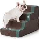 Made4Pets Dog Steps for Bed, Extra Wide Dog Stairs for High Bed Couch Sofa, 35D Foam Pet Steps for Small Dogs and Cats, Non-Slip Bottom Pet Stairs, Brown, 4 Steps