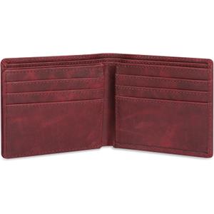 TheAntiq Leather Wallet for men with RFID Blocking, Gift for Him, Bifold Wallets with 9 Credit Cards 1 ID Window, Wallet for Men, Men's Purse, Currency Organiser Single ID Wallet (Red)