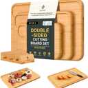 3 Packs Bamboo Cutting Board Set with Holder Wood Cutting Boards for Kitchen with Juice Grooves Built-in Handles, Ideal Charcuterie & Chopping for Meat Vegetables Fruits Kitchen Gift for Home Cooks