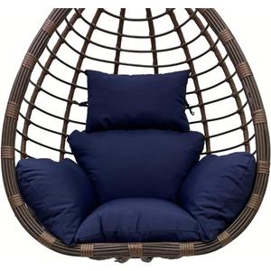 Srutirbo Egg Chair Cushion Replacement, Foldable Waterproof Hanging Basket Swing Chair Cushion with HeadrestOutdoor Porch Backyard Patio Hammock Swing Replacement Cushions (Navy Blue)