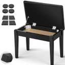 CLEAM Piano Bench with Storage Compartment - Piano Stool Chair Seat with 1.2in Thick Padded Cushion Keyboard Bench Piano for Children and Adults Black