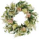 Puleo International 24" Artificial Hydrangea and Dogwood Floral Spring Door Wreath