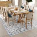 5x7 Durable Vinyl Rugs for Living Room, Vintage Floral Pattern for Dining Room, Bedroom, Home Office, Bobo Blue Non-Slip Large Rugs for Indoor&Outdoor RV, Deck, Backyard, Balcony, Modern Home Decor
