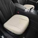 Front Bottom Seat Cover for Cars, 2-Pack Luxury Faux Leather Car Bottom Seat Cover Auto Seat Cushion, Anti-Slip, Waterproof, Universal Fit, Beige