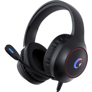 Syndesmos CM7002 Gaming Headset for PS5, PS4, PC, Mac, Switch, Xbox Series, Surround Sound RGB Gaming Headphones with Noise Canceling Microphone, 50MM Dynamic Drivers, 3.5MM Audio Jack, Black