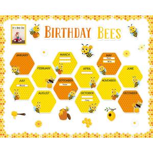 127Pcs Bee Birthday Bulletin Board Set Party Bee Hive Decorations Honeycomb Cutouts Birthday Classroom Bulletin Board Honeybee Theme Supplies for Teacher School Classroom Wall